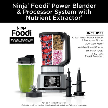 Ninja Foodi Power Blender & Food Processor, SS300C, 1200W, 72oz/2.1L