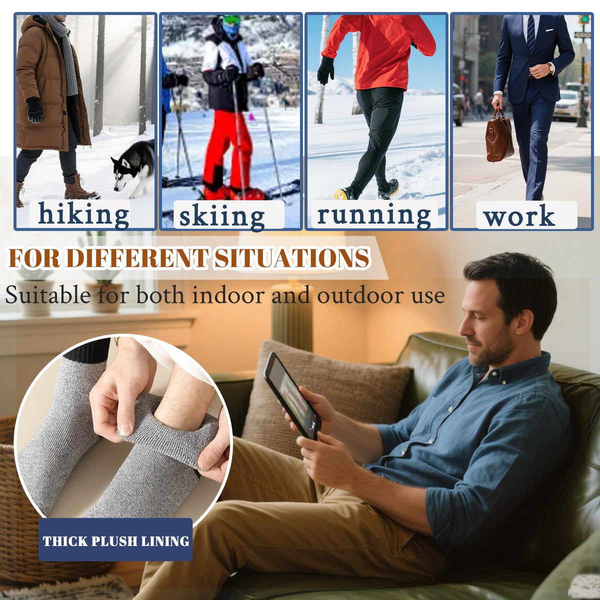 VoJoPi Mens Thermal Socks 5 Pairs Warm Wool Winter Thick Crew Socks for Men 🍁 All In One Marketplace Canada