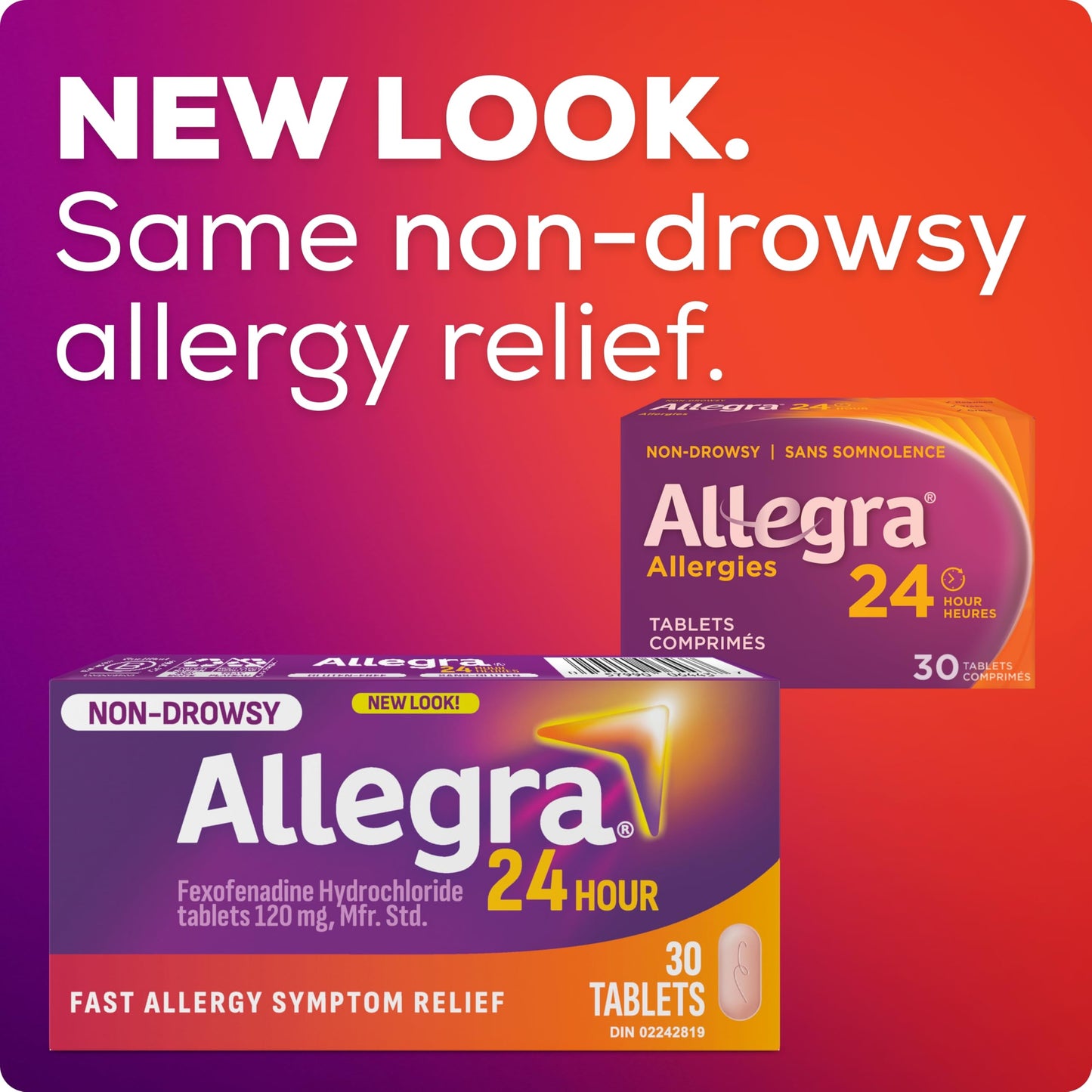 Allegra 24 Hour Allergy Medication, Non Drowsy, Fast and Effective Multi-Symptom Allergy Relief Medicine for Sneezing, Watery Eyes and Itchy Throat, Fexofenadine Hydrochloride 120 mg, 30 Tablets - Available at All In One Marketplace Canada