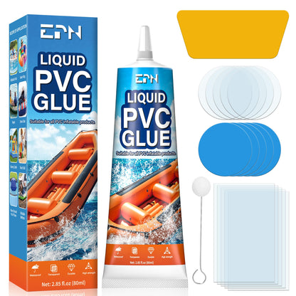 EPN Air Mattress Patch Kit, Waterproof Vinyl Pool Liner Repair Kit for Inflatables, Air Mattress, Swimming Ring, Tent, Bounce House, Inflatable Toys, Hot Tub, PVC Boat, Raft, Kayak (80ml*1)