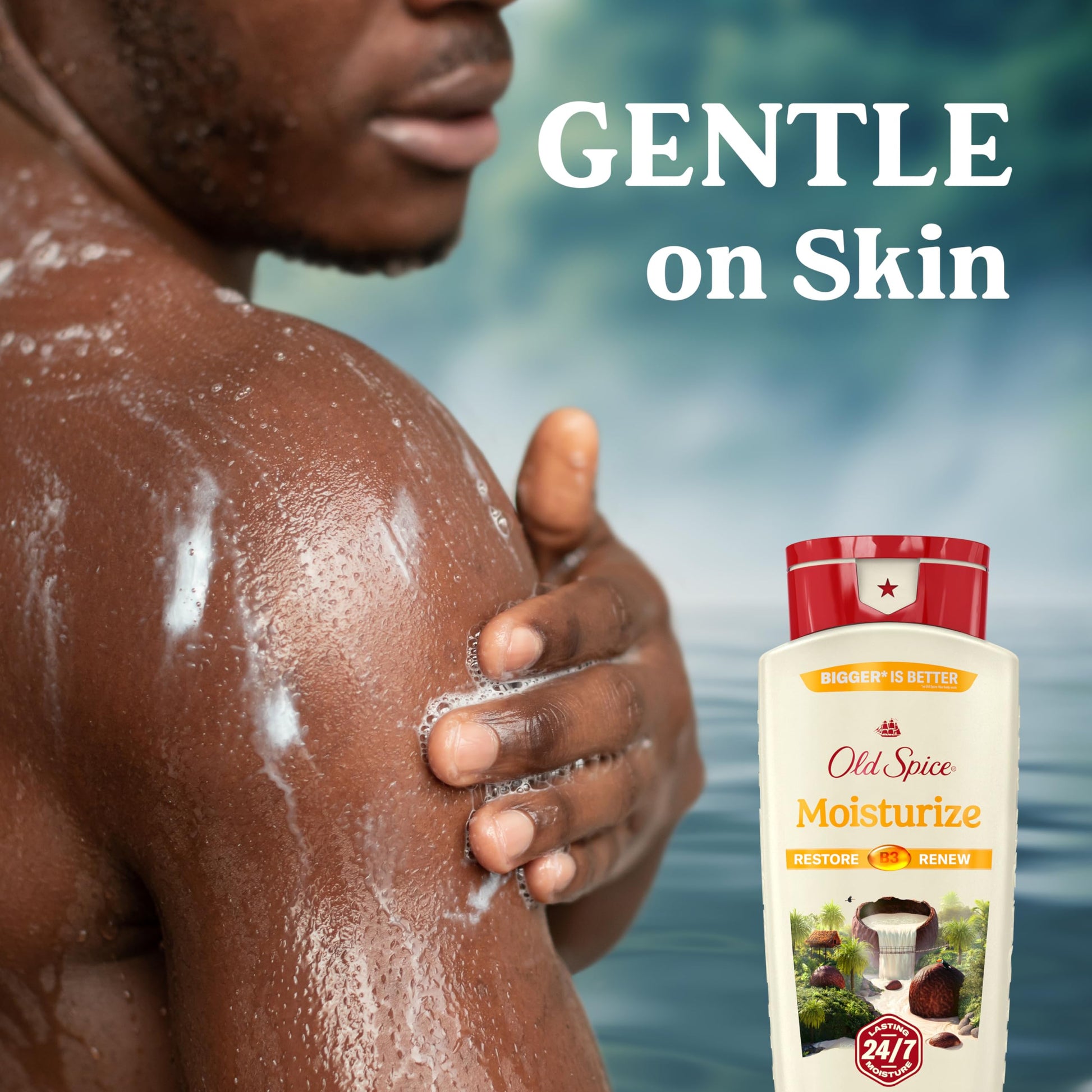 Old Spice Men's Body Wash Moisturize with Shea Butter, 24/7 Moisturization, Gentle on Skin, 2.12 L Total (4 Count of 532 mL Each) Old Spice