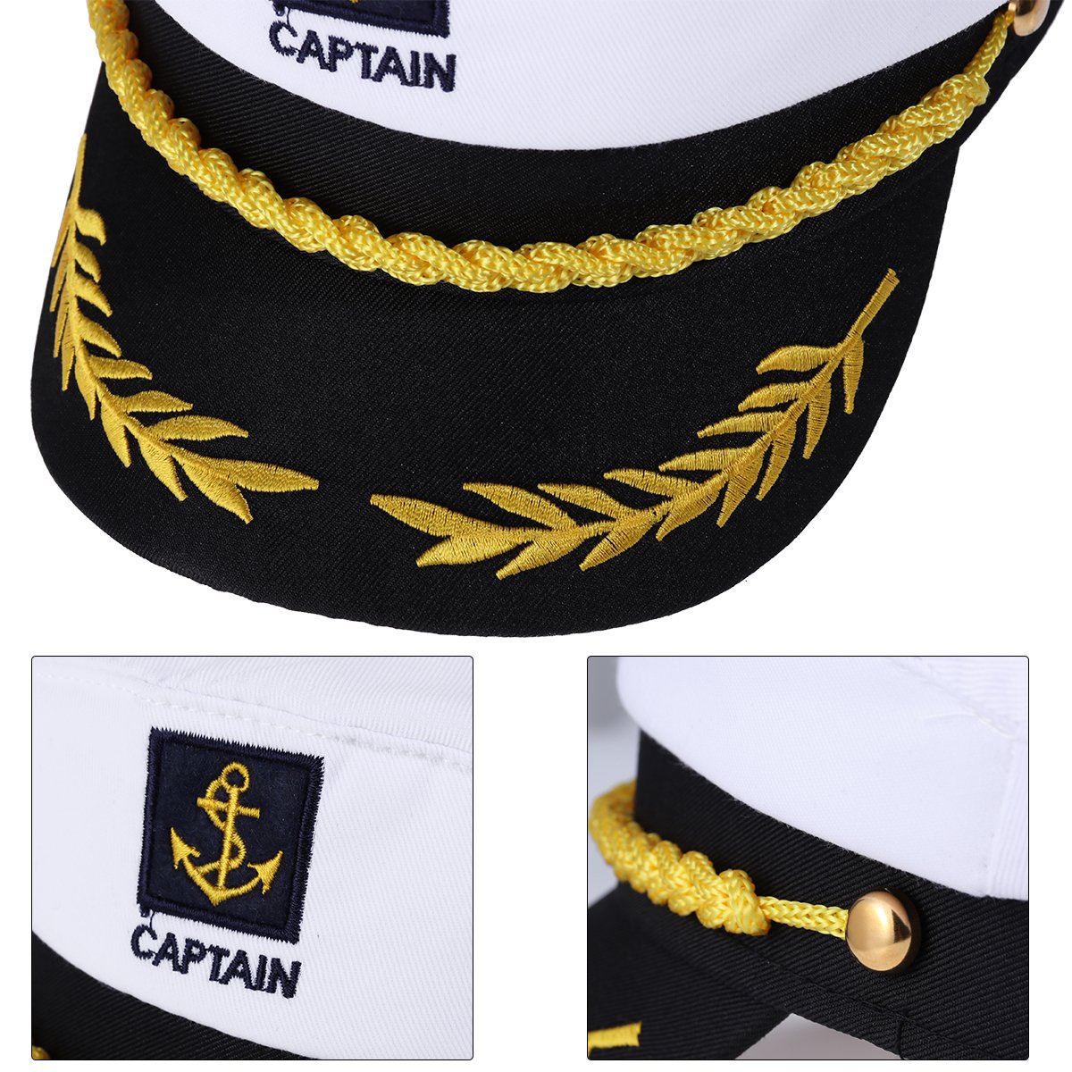 Yacht Captain Hat White Sailor Hat for Women Men Yacht Boat Captain Cap Halloween Costume Party Masquerade Cosplay Accessory