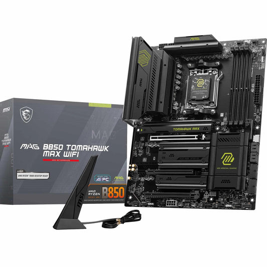 MSI MAG B850 Tomahawk MAX WiFi Gaming Motherboard (AMD Ryzen 9000/8000/7000 Series Processors, AM5, DDR5, PCIe 4.0, M.2, SATA 6Gb/s, USB 3.2 Gen 2, HDMI/DP, Wi-Fi 7, Bluetooth 5.3, 2.5Gbps LAN, ATX) MSI