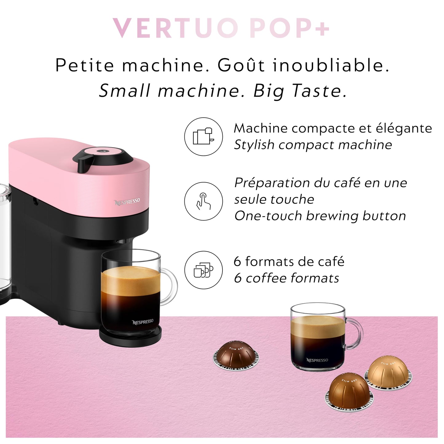 Nespresso Vertuo Pop+ Pod Coffee & Espresso Machine Pink Nespresso