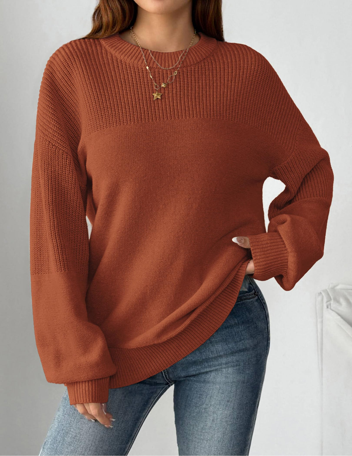 Zeagoo Winter Sweaters for Women Orange Crewneck Oversized Pullover 🍁 All In One Marketplace Canada