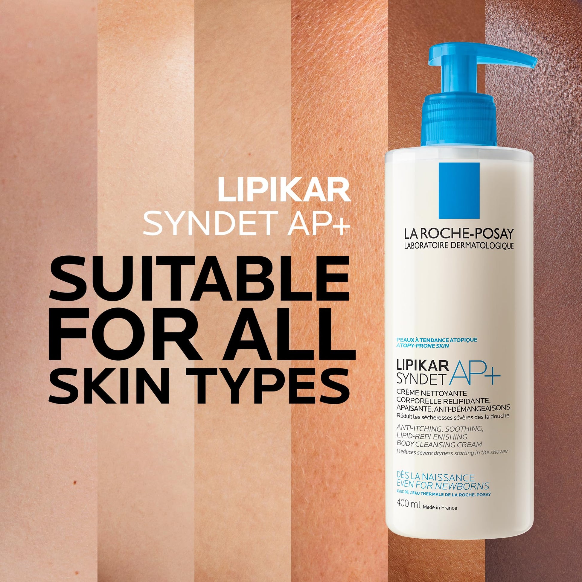 La Roche-Posay Body Wash, Lipikar Syndet AP+ Anti-Itch Body Wash For Eczema-prone Skin with Shea Butter & Niacinamide, Fragrance Free, Suitable for Sensitive Skin, 400ml - Available at All In One Marketplace Canada
