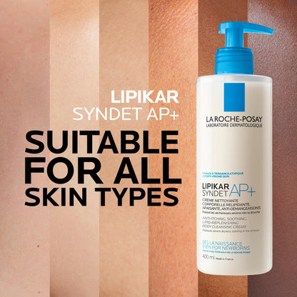 La Roche-Posay Body Wash, Lipikar Syndet AP+ Anti-Itch Body Wash For Eczema-prone Skin with Shea Butter & Niacinamide, Fragrance Free, Suitable for Sensitive Skin, 400ml - Available at All In One Marketplace Canada