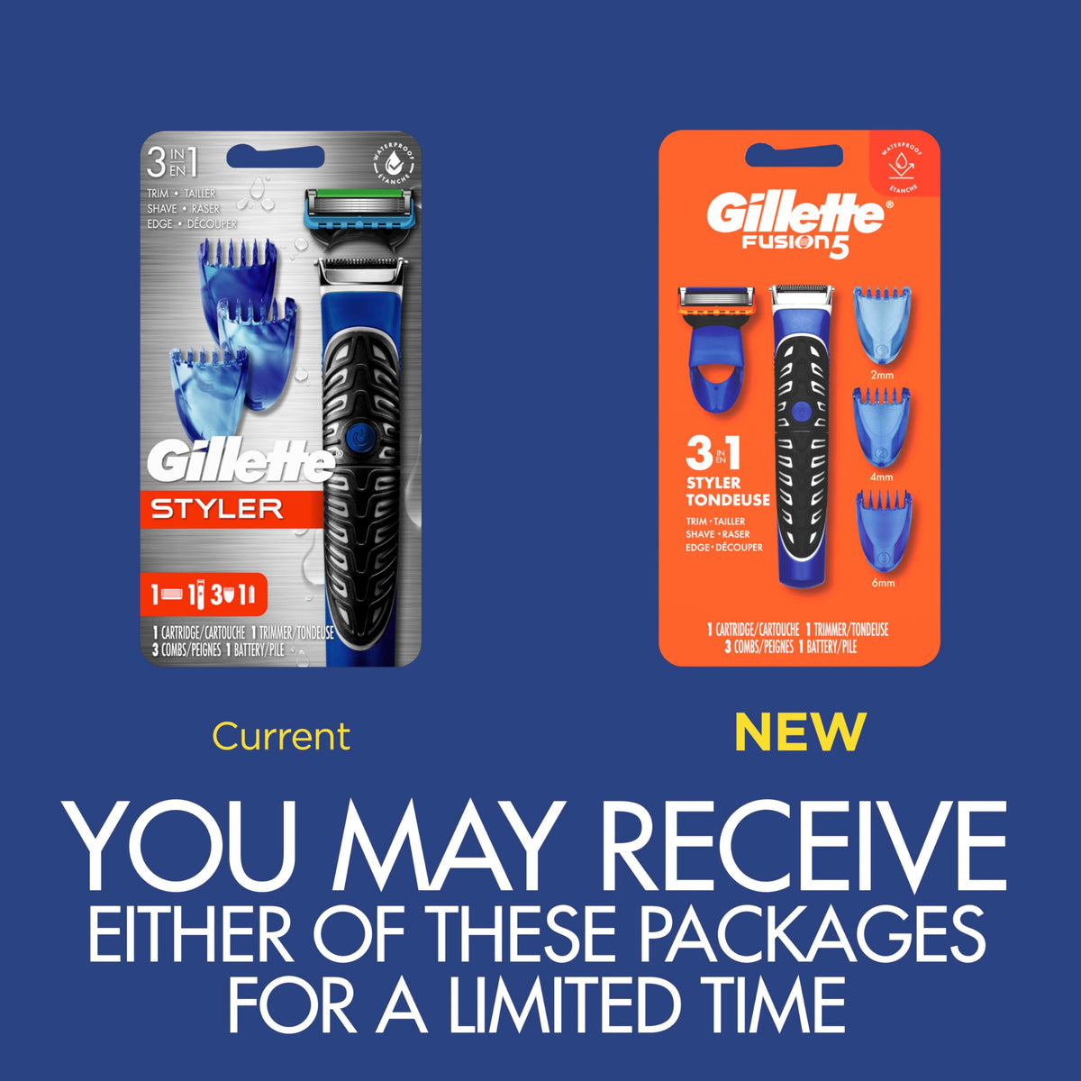 Gillette Fusion5 Styler Facial Hair Trimmer for Men, All-in-One Shave, Trim, and Edge, 1 Gillette Trimmer for Men’s Grooming, with 3 Comb Attachments