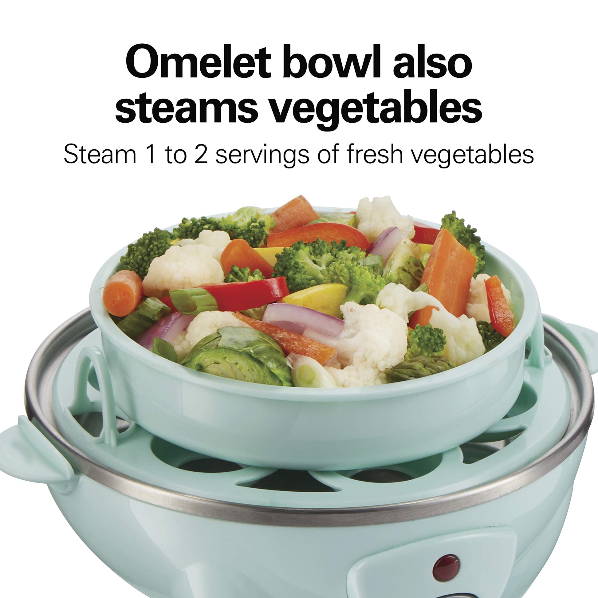Hamilton Beach 3-in-1 Egg Cooker, Hard-Boiled, Poached, Omelets, 7 Egg Capacity, Teal, 25504G