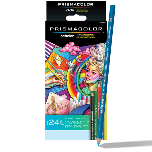 Prismacolor Scholar Coloured Pencils, Art Supplies Perfect for Sketching, Drawing, Colouring, Assorted, 24 Count Prismacolor