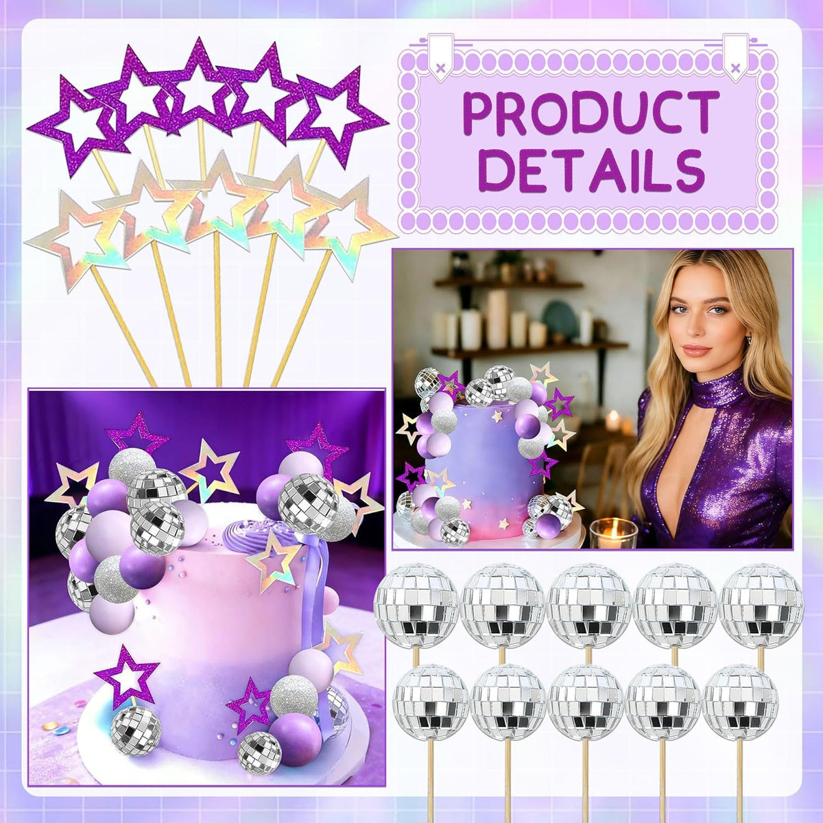 LaVenty Purple Disco Balls Cake Topper Pop Music Hunters Party Supplies 🍁 All In One Marketplace Canada