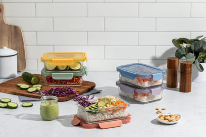 Ello Color Lock 3.4 Cup 10PC, 5 Pack Glass Meal Prep Sets Leak-Proof Glass Food Storage Containers with Airtight BPA-Free Plastic Lids, Dishwasher, Microwave, and Freezer Safe, Desert Festival 🍁 All In One Marketplace Canada Ello