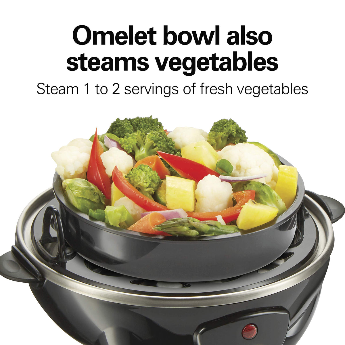 Hamilton Beach 3-in-1 Electric Hard Boiled Egg Cooker, Poacher & Omelet Maker, Holds 7, Black (25507)