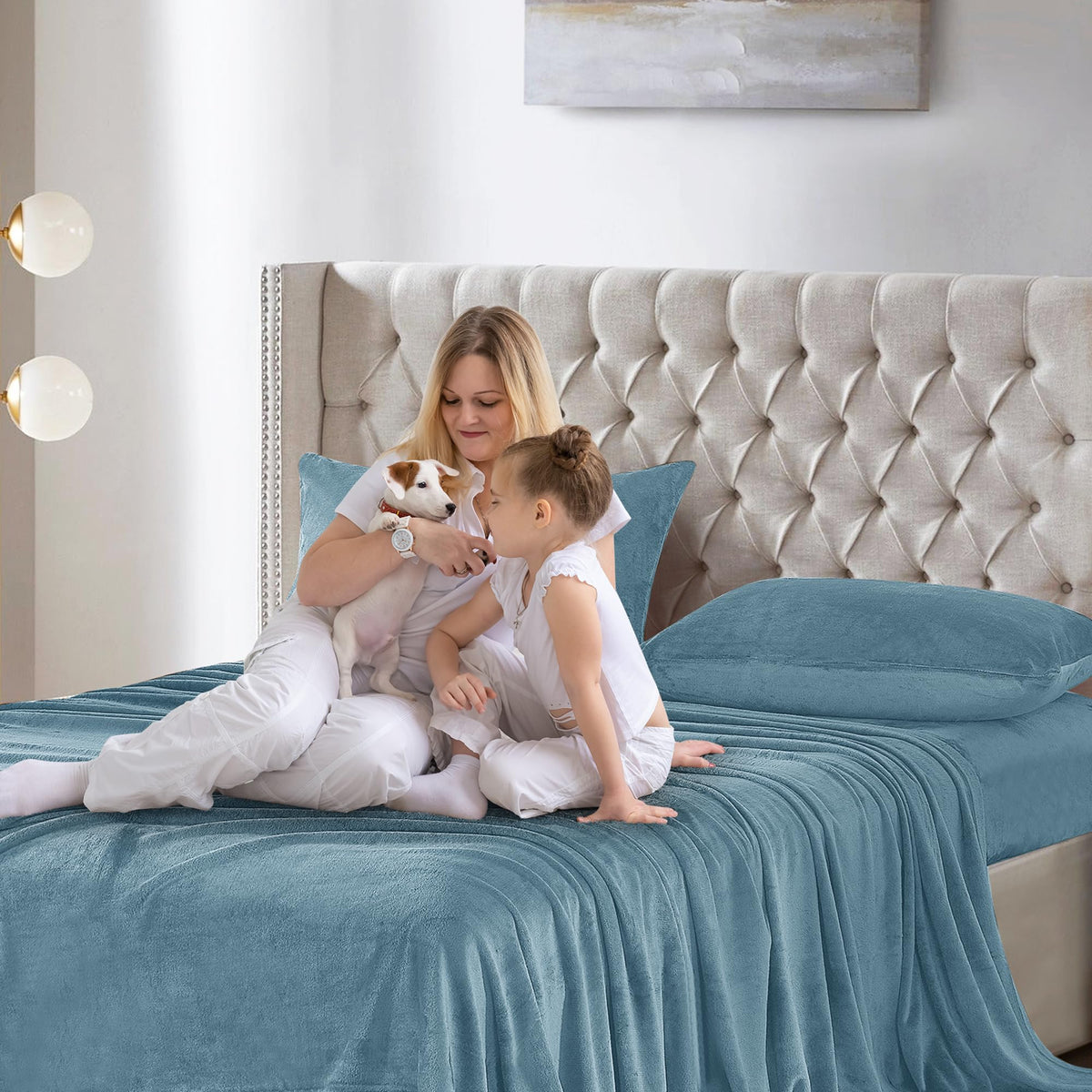 Softan Fleece Sheets, Soft as Flannel, Queen, Light Blue 🍁 All In One Marketplace Canada