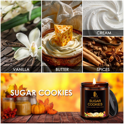 DL DREAMY DEWLA Fall Candle, Sugar Cookies Scented for Home, 7oz Soy Wax 🍁 All In One Marketplace Canada