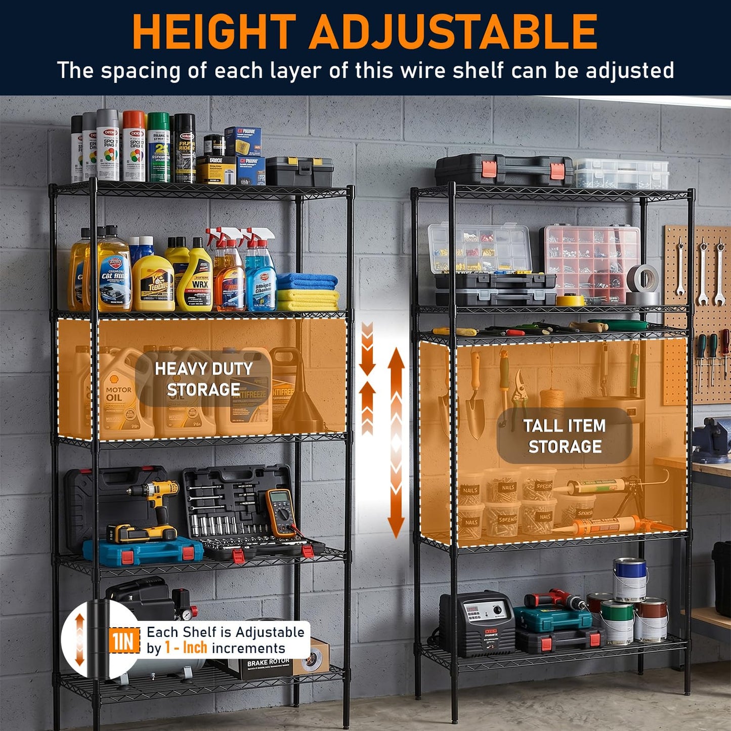FDW Storage Shelves,Wire Shelving Unit Metal Shelves Heavy Duty Layer Rack Storage Rack Adjustable Utility (Black, 36"x 14"x 72") FDW