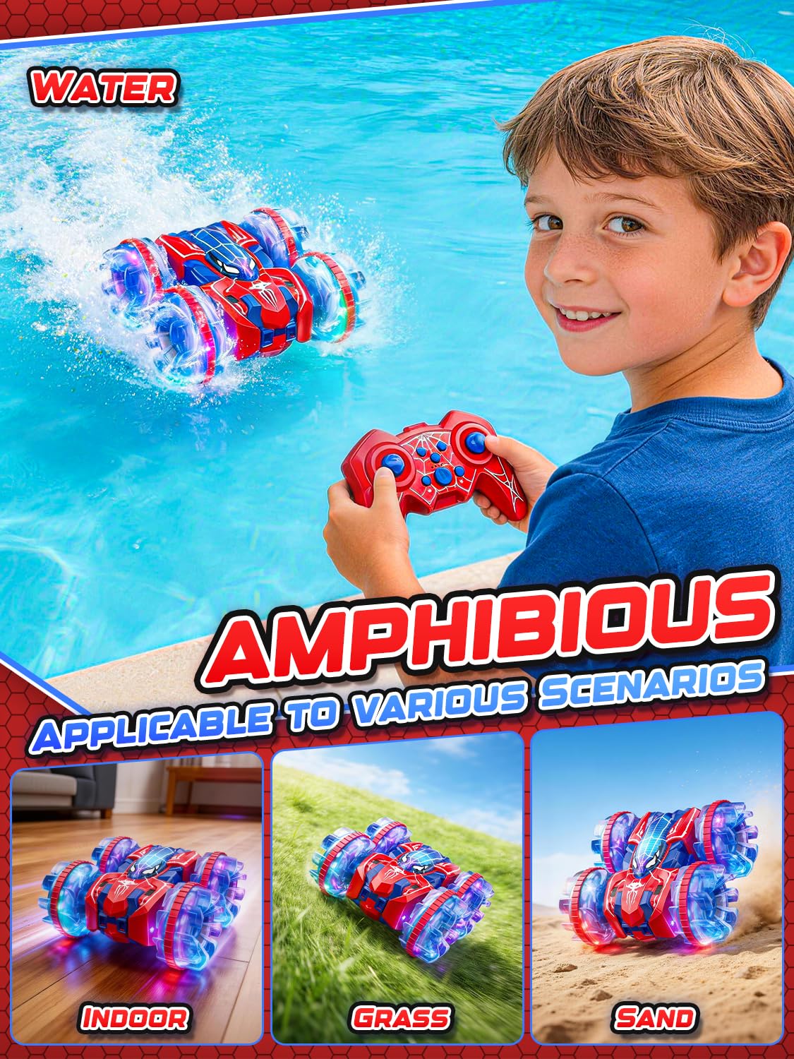 Spider Amphibious Remote Control Car for Kids - Double Sided Monster Truck 🍁 All In One Marketplace Canada