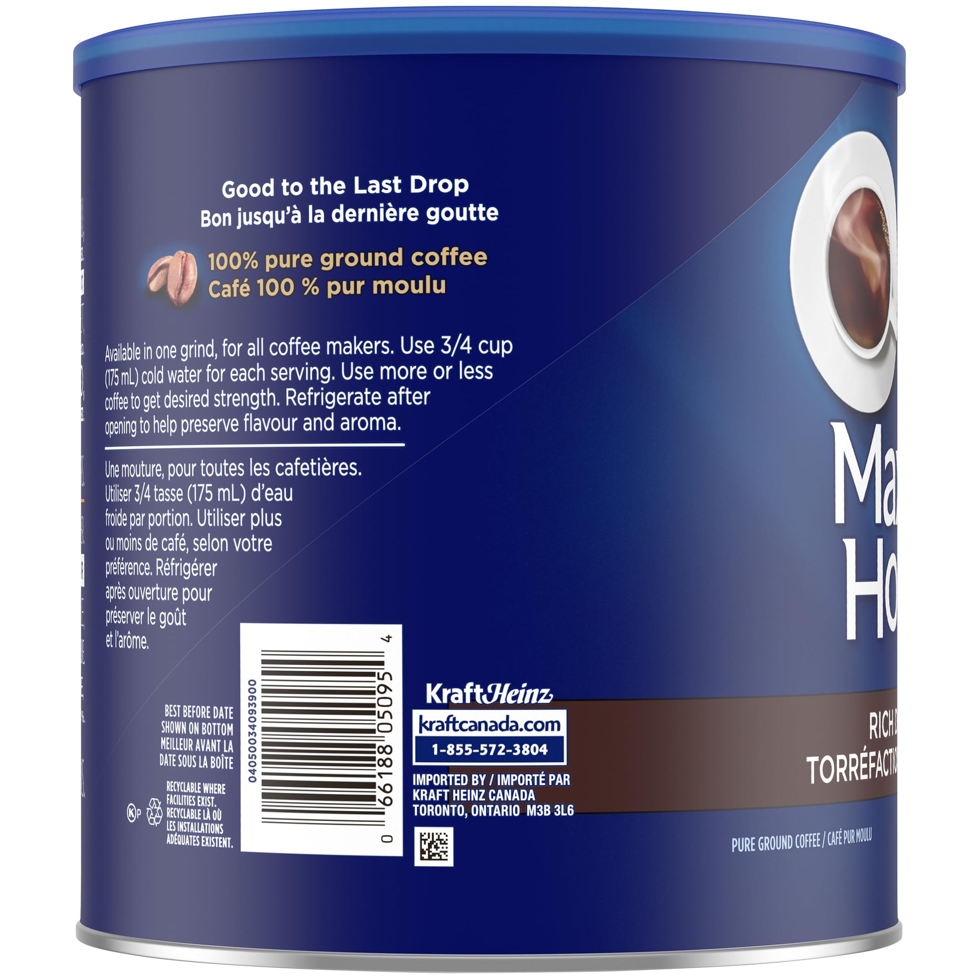 Maxwell House Rich Dark Roast Ground Coffee, 900 g Canister - Available at All In One Marketplace Canada