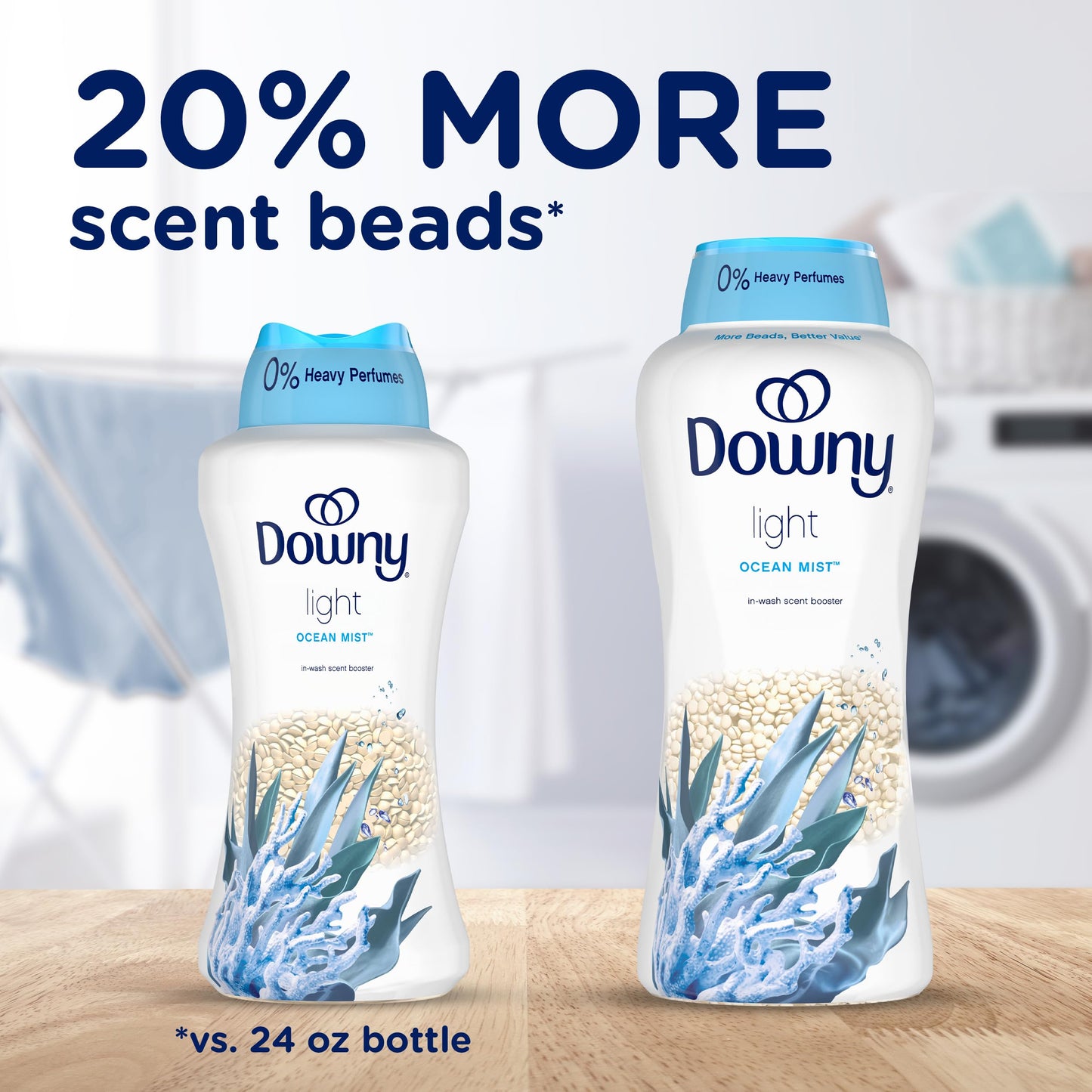 Downy Light Laundry Scent Booster Beads, Ocean Mist Scent, In-wash fabric beads designed to be gentle with a light boost of scent, No Heavy Perfumes, 853 Grams