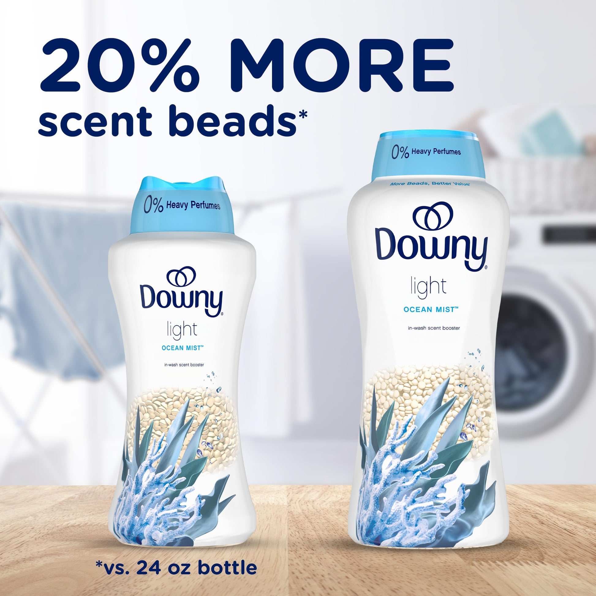 Downy Light Laundry Scent Booster Beads, Ocean Mist Scent, In-wash fabric beads designed to be gentle with a light boost of scent, No Heavy Perfumes, 853 Grams