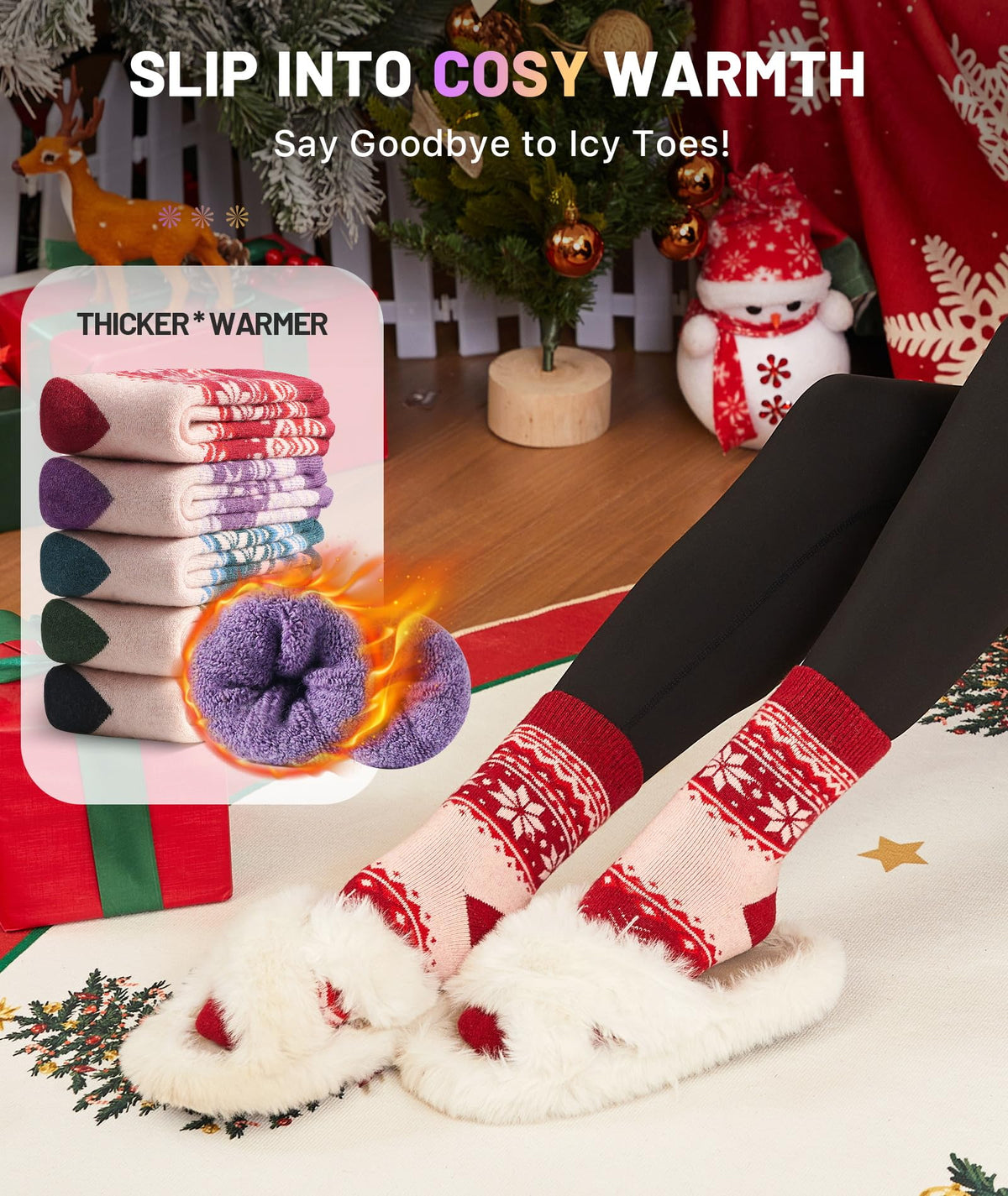 SIMIYA Merino Wool Socks for Women 5 Pairs Extra Thick Winter Thermal Warm 🍁 All In One Marketplace Canada
