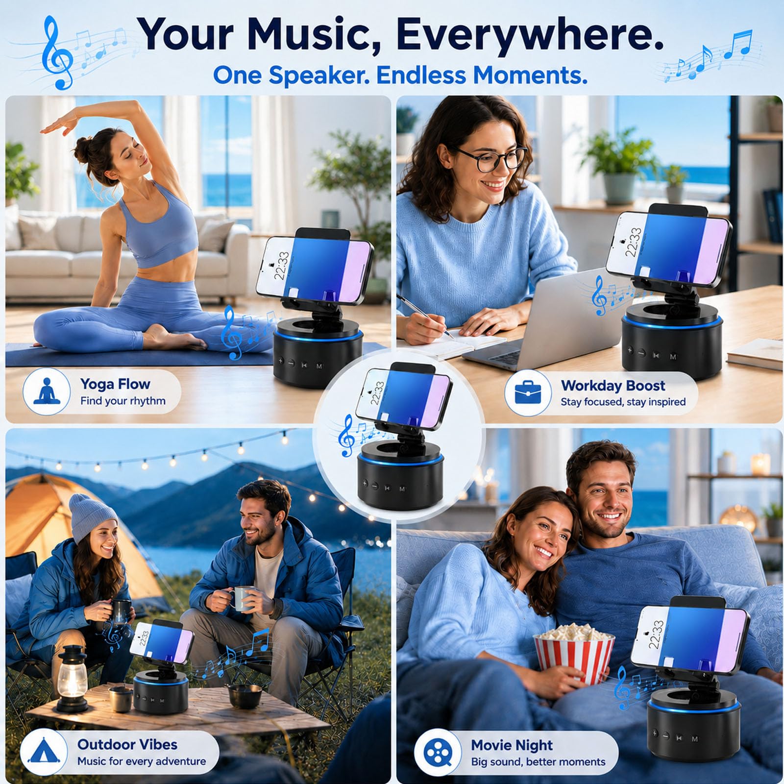 ZAPUVO Gifts for Men Dad, Bluetooth Speaker with Phone Stand, Christmas Anniversary for Men - Birthday Gifts for Him Husband Boyfriend, Wireless Speaker Phone Holder for Home Office Desk Use - Available at All In One Marketplace Canada