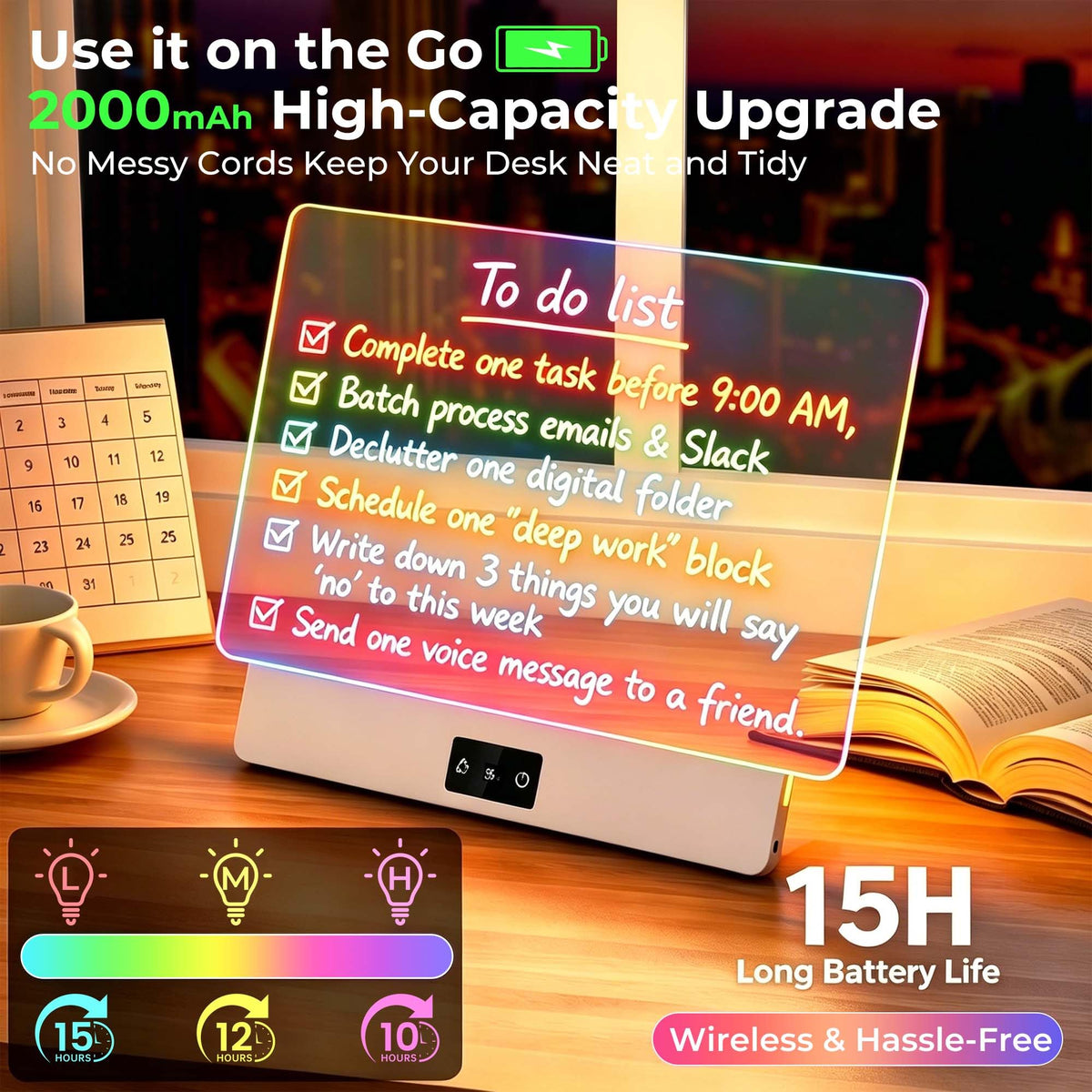 16 Inch Rechargeable LED Drawing Board for Kids, LED Note Board with Colors 🍁 All In One Marketplace Canada