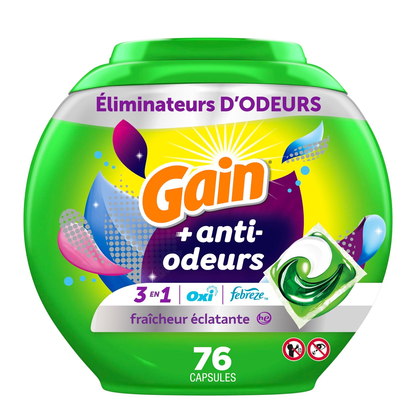 Gain Flings Laundry Detergent Pacs Super Fresh Blast Scent with Odour Defense, 76 Count - Available at All In One Marketplace Canada
