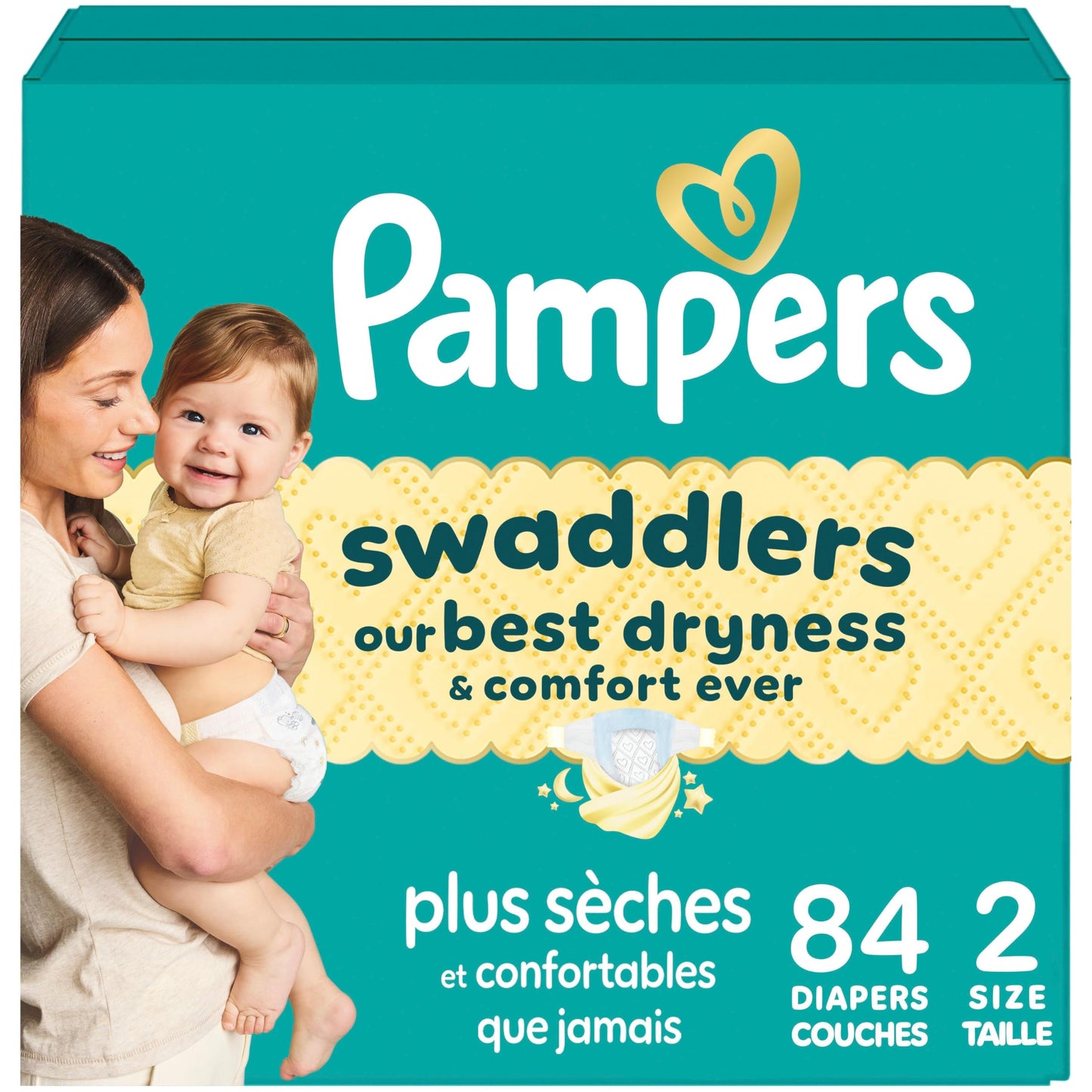 Pampers Swaddlers Diapers, Size 2 (10-22 lbs), 84 Count, Absorbent, Keeps Baby Dry and Comfortable, Skin Safe Disposable Baby Diaper