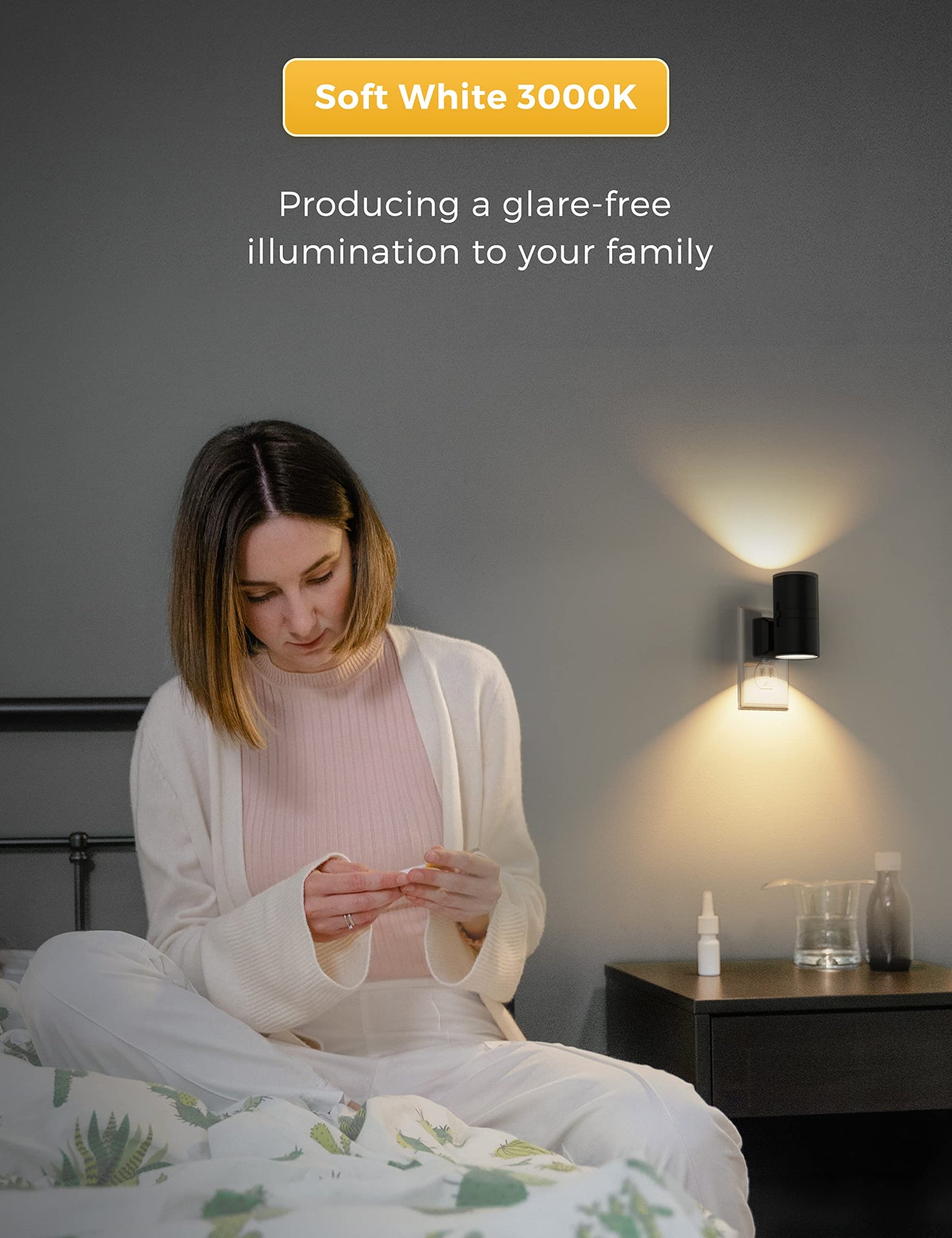 L LOHAS LED Night Light Plug in, [2 Pack] Modern Night Light, Dusk to Dawn Sensor, 0-100LM Adjustable Brightness, Soft White 3000K, Dimmable Night Lights with Light Sensor for Hallway Bedroom Stairway