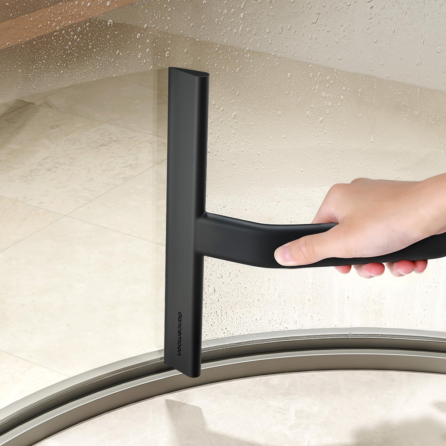 dancemoon JustHang Shower Squeegee for Glass Doors, All-One-Piece Silicone with Built-in Hook Design for Easy Hanging, Household Window Mirror Squeegee for Bathroom, Glass, Tile Wall,Car 10-Inch Black - Available at All In One Marketplace Canada