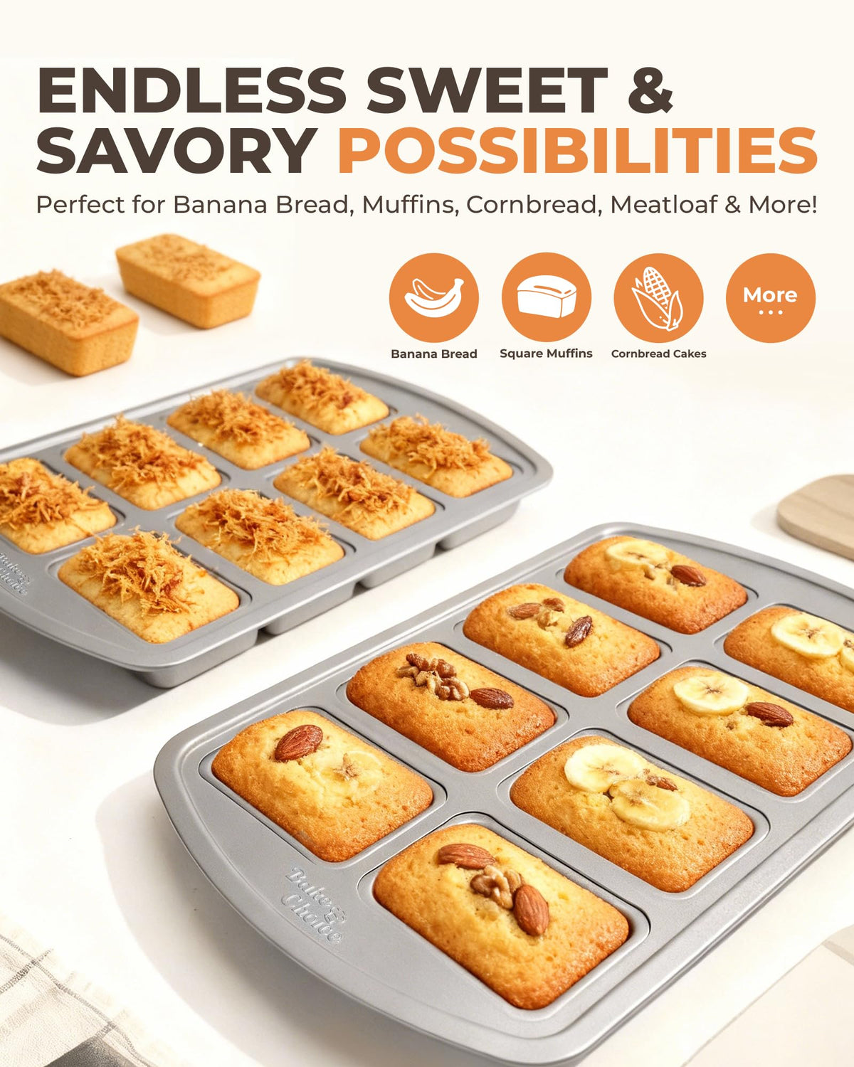 Bake Choice Mini Loaf Pan, 8-Cavity Non-Stick Carbon Steel Baking Pans Set 🍁 All In One Marketplace Canada