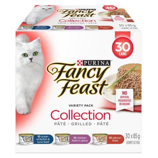 Fancy Feast Wet Cat Food, Collection Variety Pack 3 Flavours - 85 g Can (30 Pack)