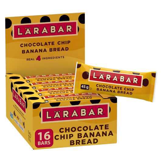 LÄRABAR Chocolate Chip Banana Bread, Fruit and Nut Energy Bar, Pack of 16 Bars, Gluten Free, Vegan, Family Pack, Snack Bars, 720 Grams Package - Available at All In One Marketplace Canada