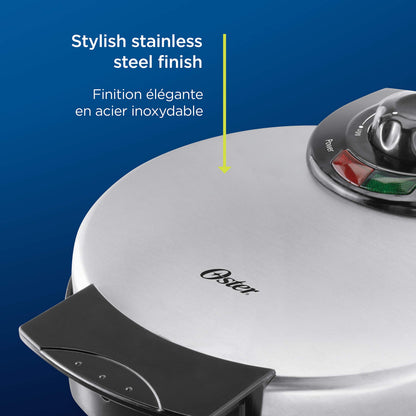 Oster Belgian Waffle Maker, 8", Stainless Steel Oster