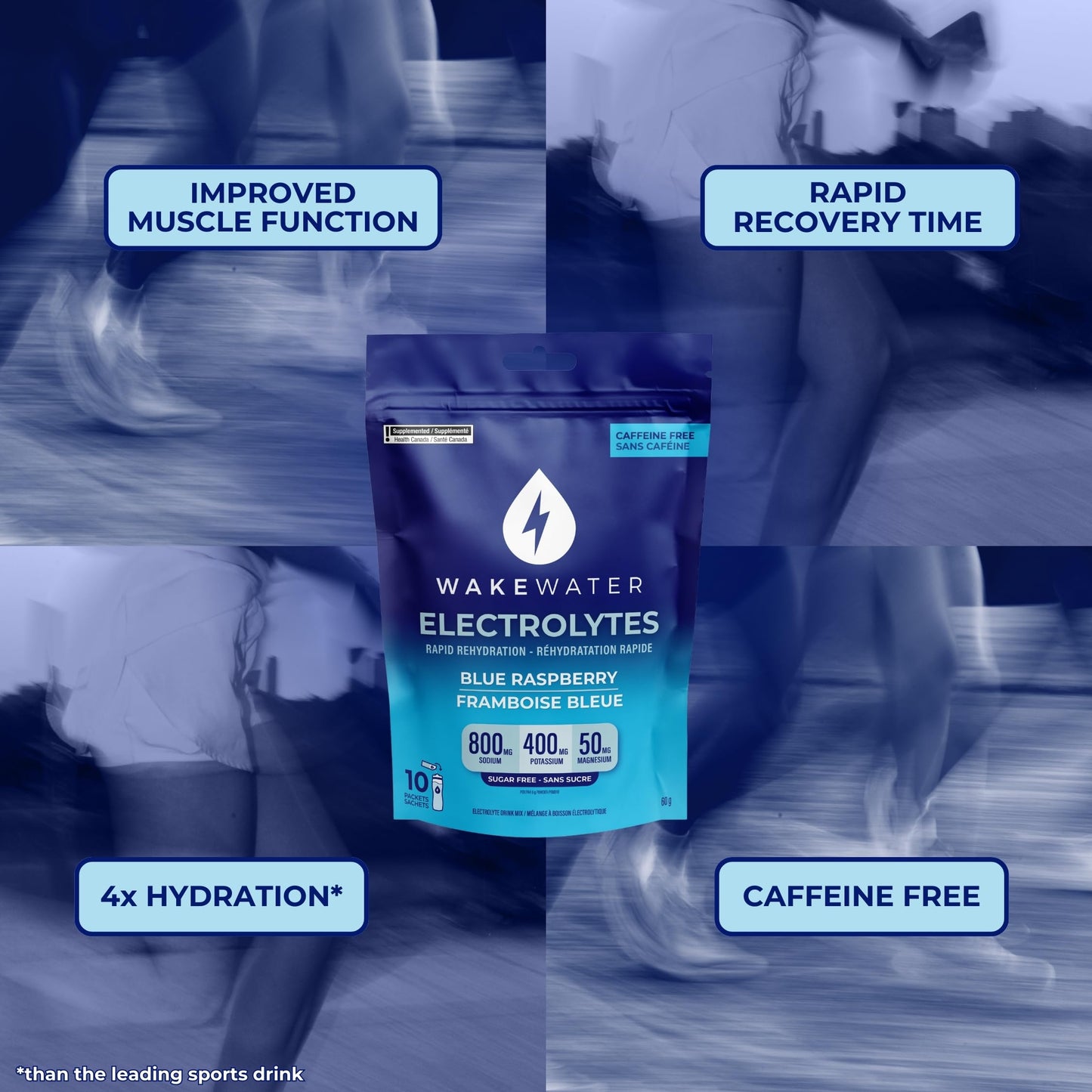 Wake Water Sugar Free Electrolyte Packets, Hydration Powder, Keto & Paleo Friendly Electrolyte Drink Mix, Fasting Hydration Packs, Travel Essentials, Pack of 10 (6g Each) (6 g (Pack of 10), Blue Raspberry)