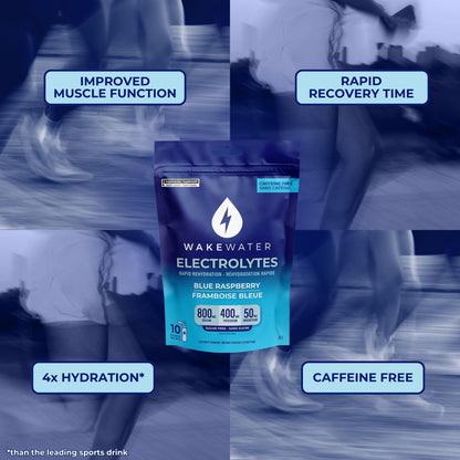 Wake Water Sugar Free Electrolyte Packets, Hydration Powder, Keto & Paleo Friendly Electrolyte Drink Mix, Fasting Hydration Packs, Travel Essentials, Pack of 10 (6g Each) (6 g (Pack of 10), Blue Raspberry)
