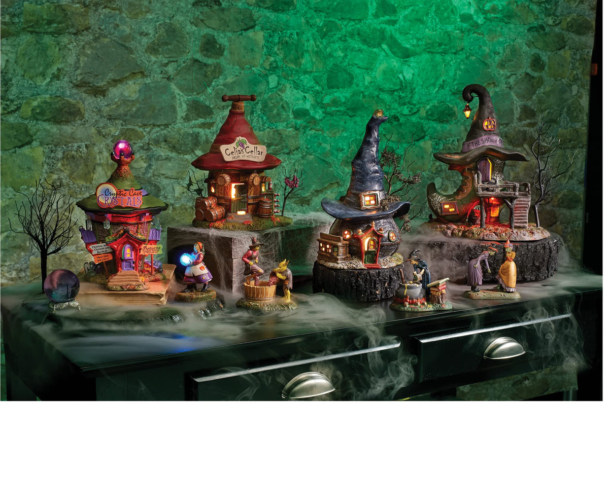 Department 56 Snow Village Halloween Cryptic Cave Crystals Lit Building, 7.68 in H x 5.67 in W x 4.69 in L, Multicolor