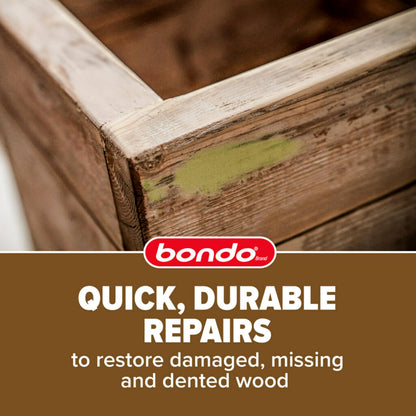 Bondo Wood Filler 12 oz with Hardener 0.5 oz, Repairs Chips and Cracks in Wood, Sandable, Paintable, and Stainable 3M
