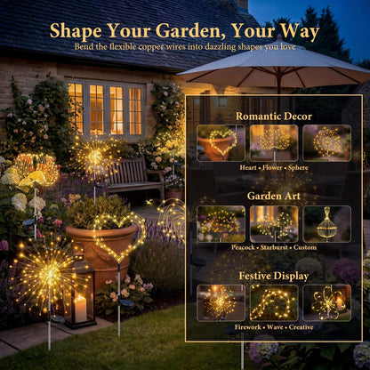 Solar Garden Lights Outdoor 4-Pack, 120 LED Starburst Lights, Warm White 🍁 All In One Marketplace Canada
