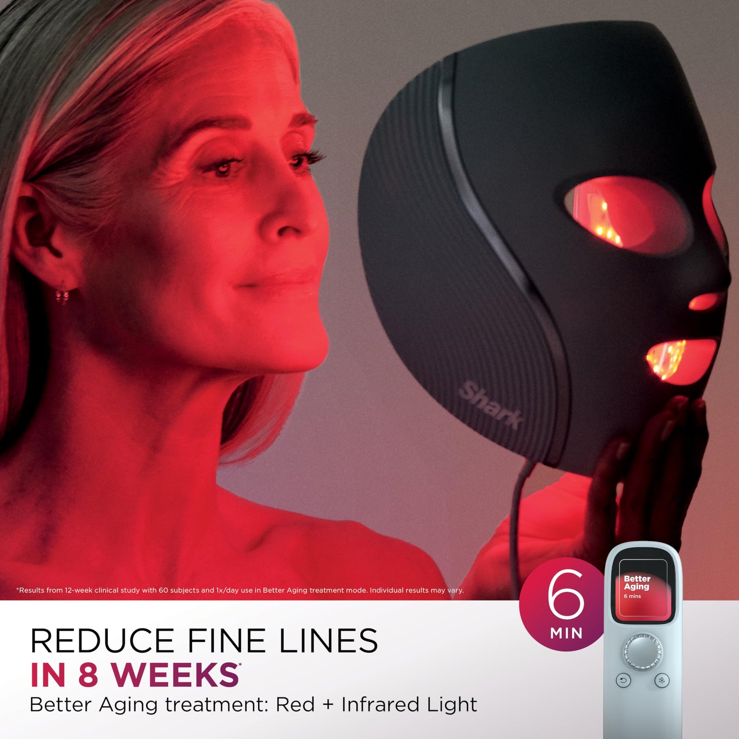 Shark CryoGlow LED Face Mask with Under-Eye Cooling, Anti-Ageing & Blemish Repair, Red & Blue LED, Infrared Light Therapy, USB-C, Remote Control, Storage Bag, FW312C (Canadian Version) - Available at All In One Marketplace Canada