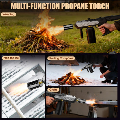 Powerful Propane Torch Gun, Blow Torch with Adjustable Flame, Flamethrower Kitchen Torch Gun Gas Welding Kits for Outdoor BBQ, Searing Steak, Camping & Charcoal Torch Lighter(Tank Not Included) - Available at All In One Marketplace Canada