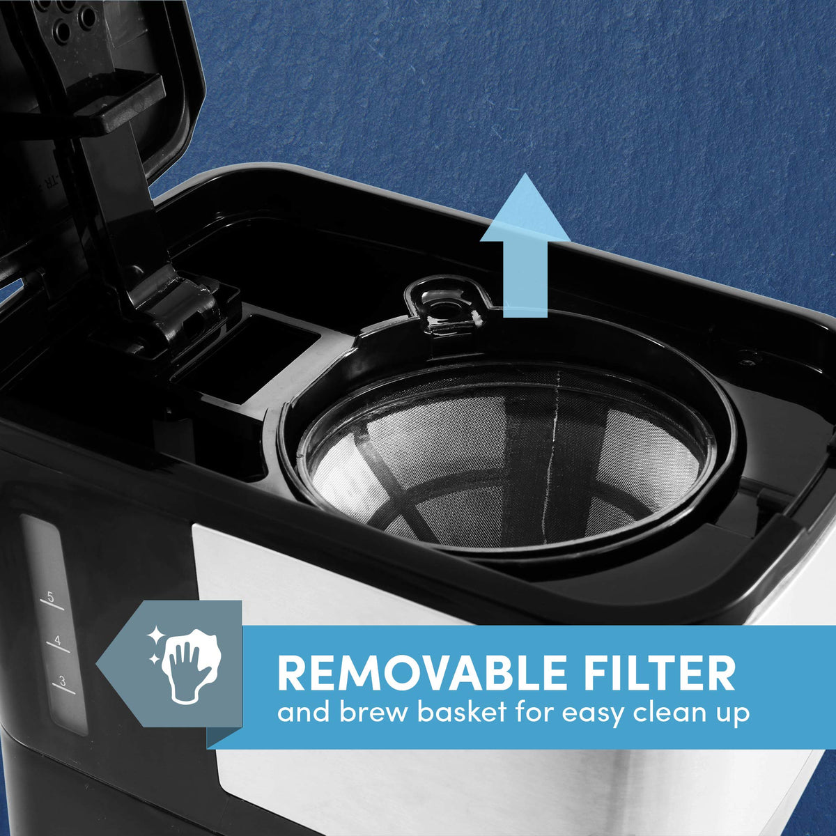 Elite Gourmet Automatic Brew & Drip Coffee Maker, with PaCae N Serve, ReCaable Filter, On/Off Switch, Water Level Indicator, 5-Cup, Stainless Steel, EHC9420