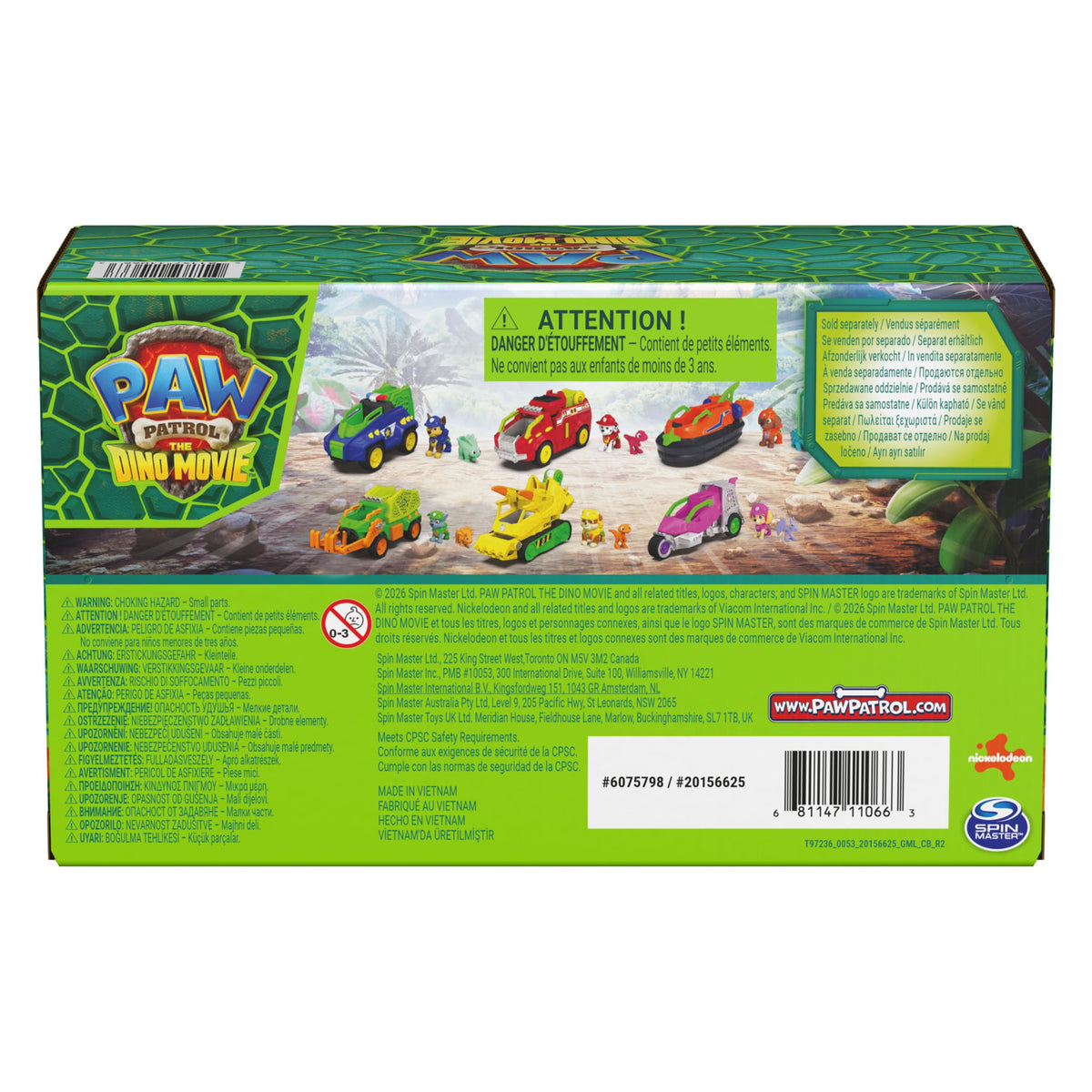 PAW Patrol The Dino Movie Rubble Dino Rescue Bulldozer Toy Truck