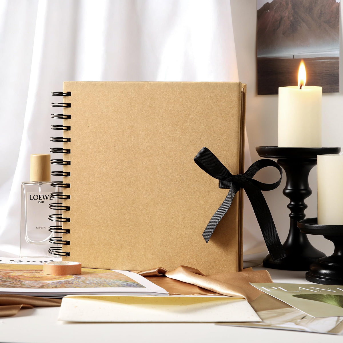 80 Pages Scrapbook Photo Album Brown Kraft Thick Paper Square 20.5x20.5cm DIY Memory Book 250GSM Scrapbooking Kit 15 Rings for Wedding Birthday Christmas PAP21SKP40 🍁 All In One Marketplace Canada