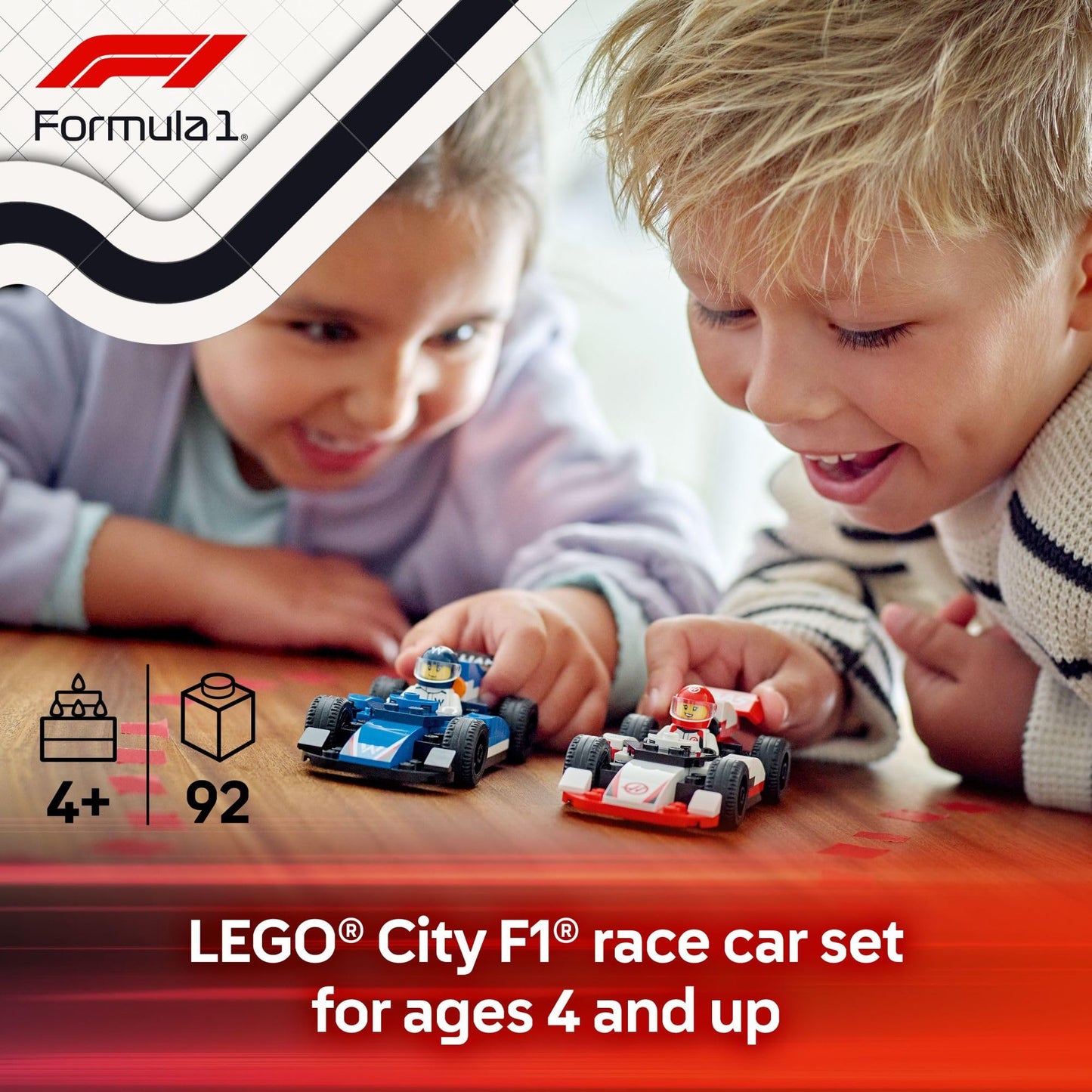 LEGO City F1 Williams Racing & Haas F1 Race Car Toys - Car Building Toy Set for Kids, Boys and Girls, Ages 4+ - F1 Preschool Toy for Fans - Gift Idea for Birthdays - 60464 LEGO