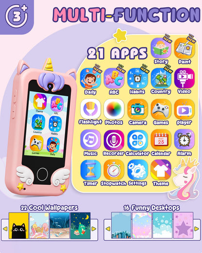 UCIDCI Kids Smart Phone Toys for Girls Ages 3-7 with Dual Camera - Kids Phone with Learning Games, Travel Toys with MP3 Music Player for Christmas, Birthday Gifts for 3 4 5 6 7 Year Old Boys 🍁 All In One Marketplace Canada