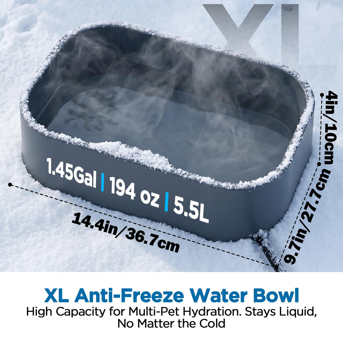 1.45Gal/5.5L Extra Large Pet Heated Water Bowl for Dog Cats Rabbit Chicken Duck Squirrel, Indoor & Outdoor Antifreezing Winter Heated Food & Water Bowl Dish, Thickened Design, BPA-Free, Plug and Play 🍁 All In One Marketplace Canada