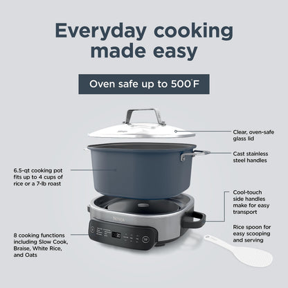 Ninja Foodi Everyday PossibleCooker Pro 6.5‑Qt Slow Cooker, Multi‑Cooker with Rice, Pasta, Oats & Sear/Sauté, Replaces 10 Appliances, MC1101C (Canadian Version)