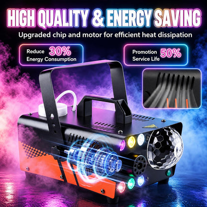 HAKUTA 800W Fog Machine with Disco Ball & RGB LED Lights, 3000 CFM 🍁 All In One Marketplace Canada